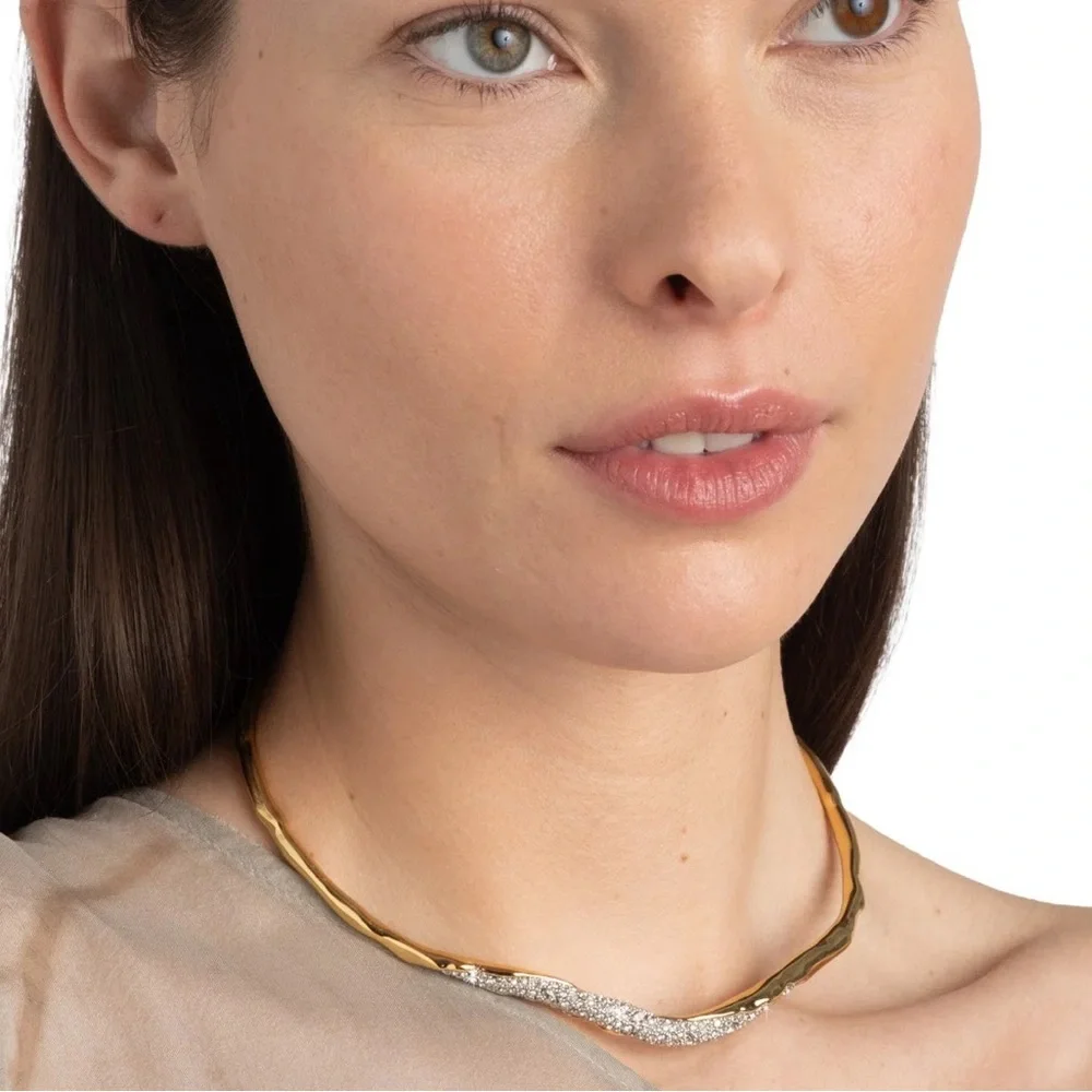 ALEXIS BITTAR • Solanales Gold Crystal Skinny Collar Necklace